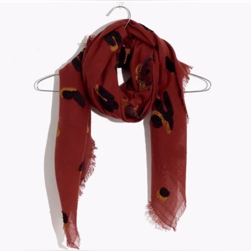 Madewell Red Leopard Print Scarf
